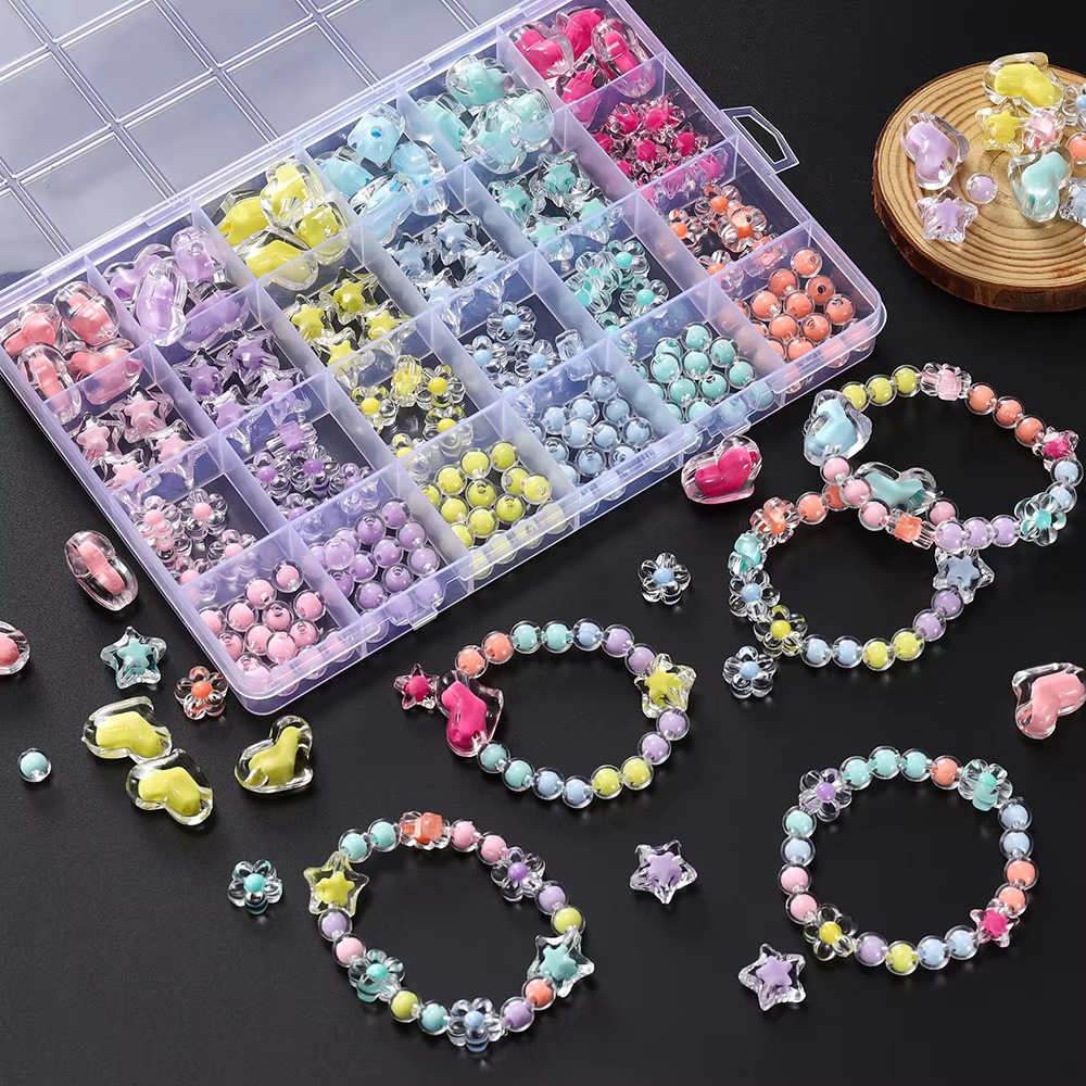 Jewelry Making Kit For Kids - 174 قطعة/صندوق خرز أكريليك على شكل