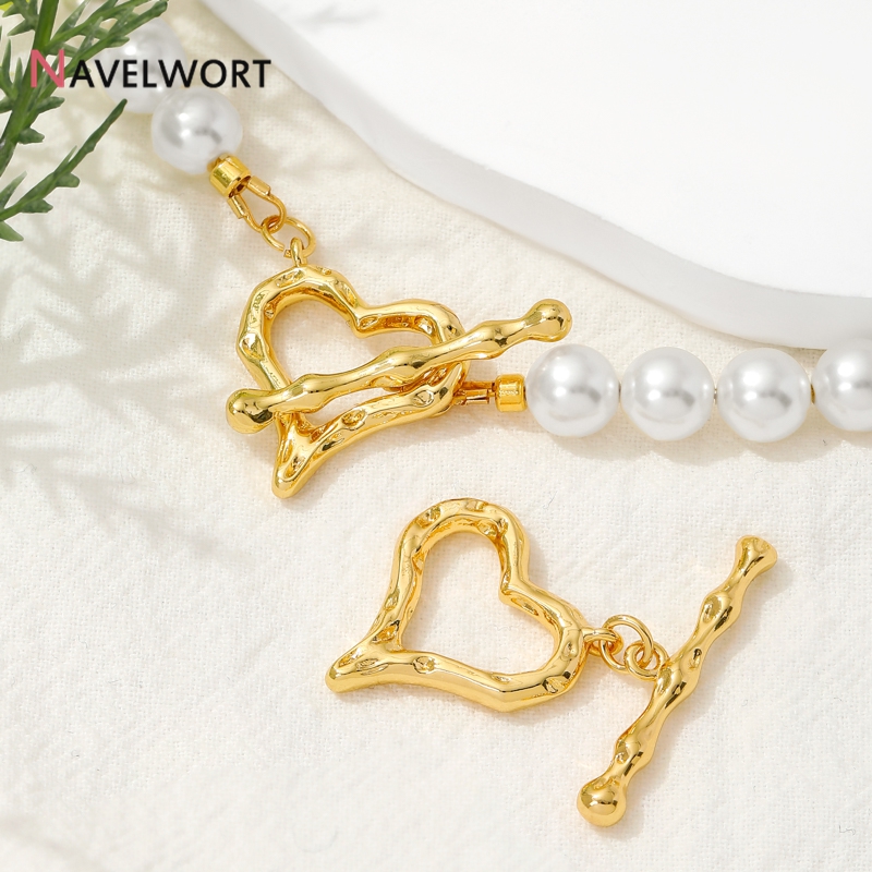 Jewelry Making Materials - مشابك على شكل قلب مطلية بالذهب