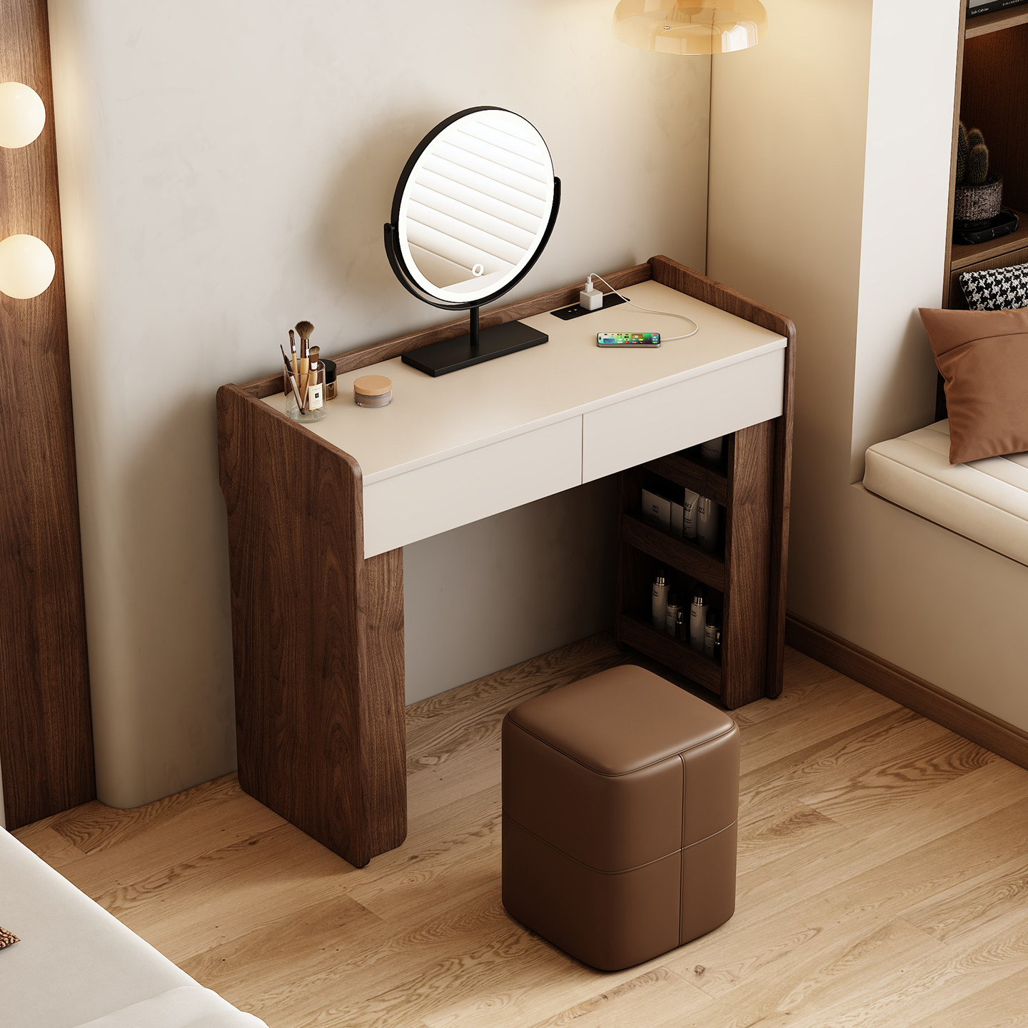 طاولة زينة من خشب الجوز مع أدر - مراجعة Jewelry Making Table وسعره